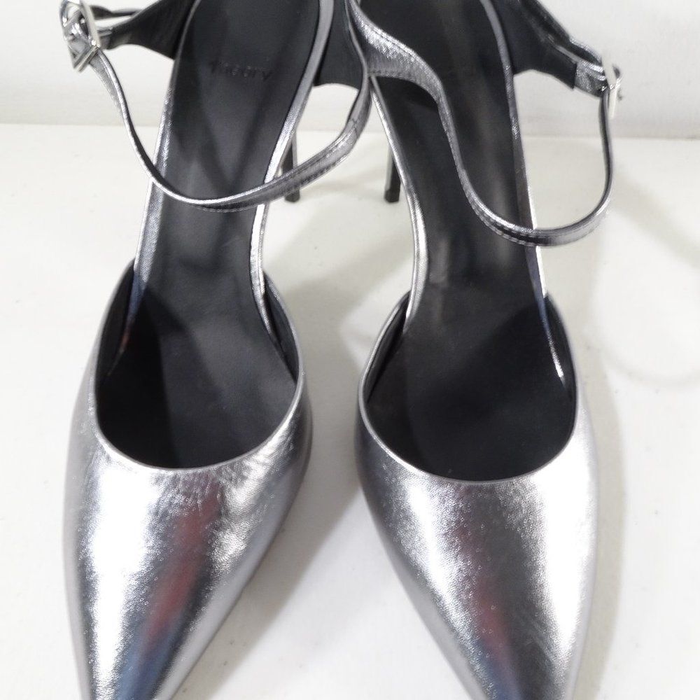 Theory Metallic Leather Mule Pumps 40 NWOB IRRG 595 Sz 40 IRRG - Picture 5 of 16